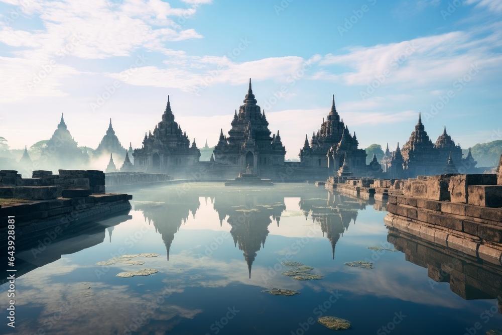 Fototapeta premium temple near the lake