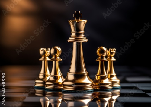 Knight chess on board business concept