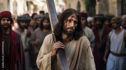 Valokuva Jesus Christ in the streets of Jerusalem