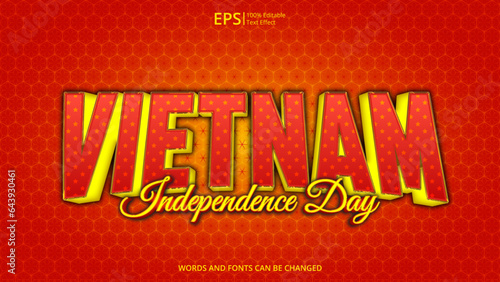 vietnam editable text effect with vietnam flag pattern suitable for poster design about holiday, Feast day or vietnam independence day moment