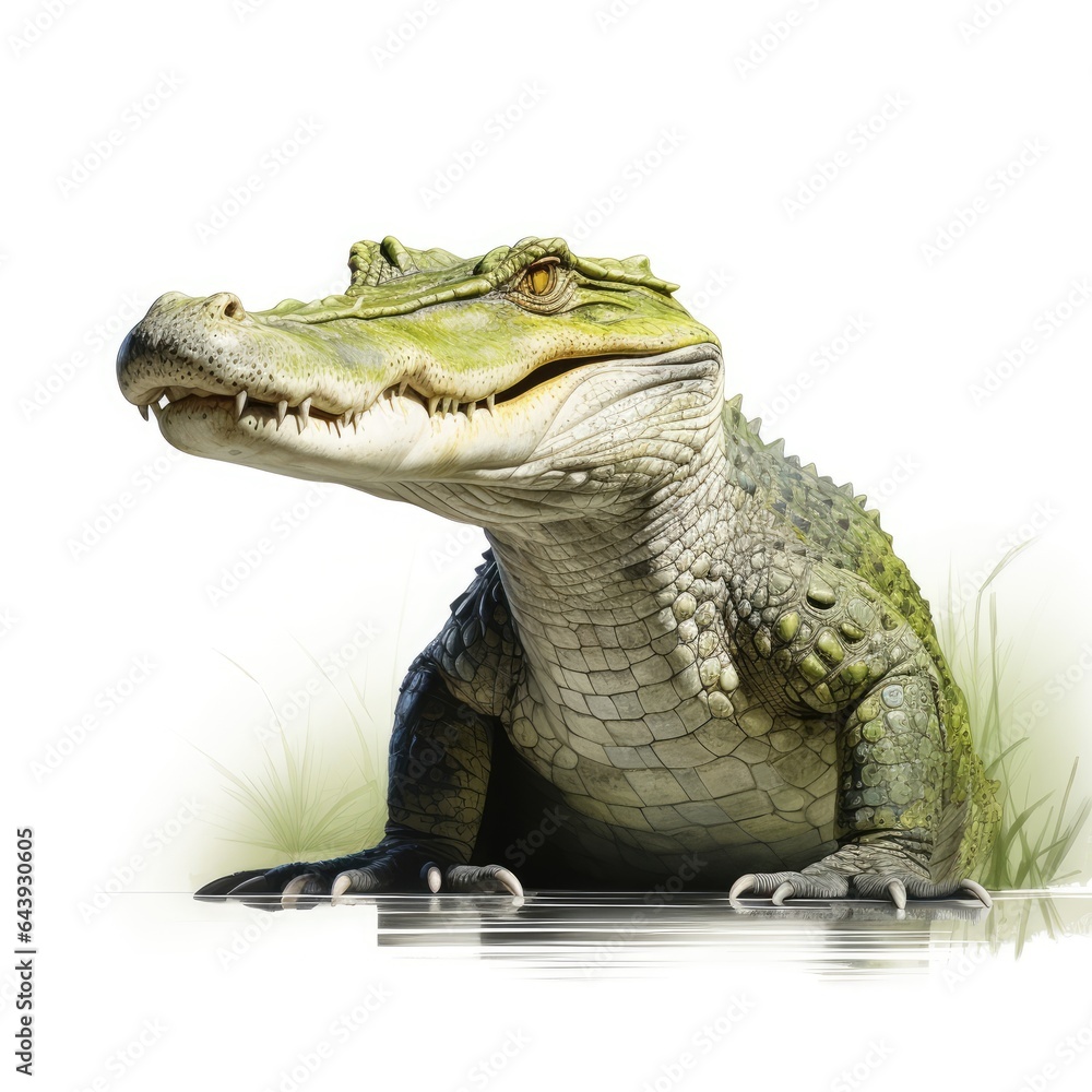 Naklejka premium Crocodile isolated on white background, AI generated Image