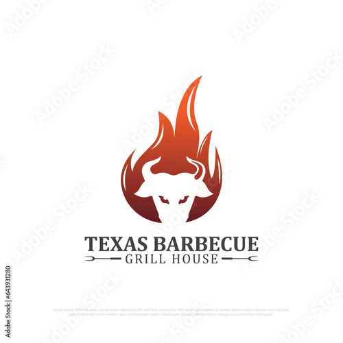 texas barbecue logo design vector,food and beverages logo icon vector illustration, best for for restaurant logo template