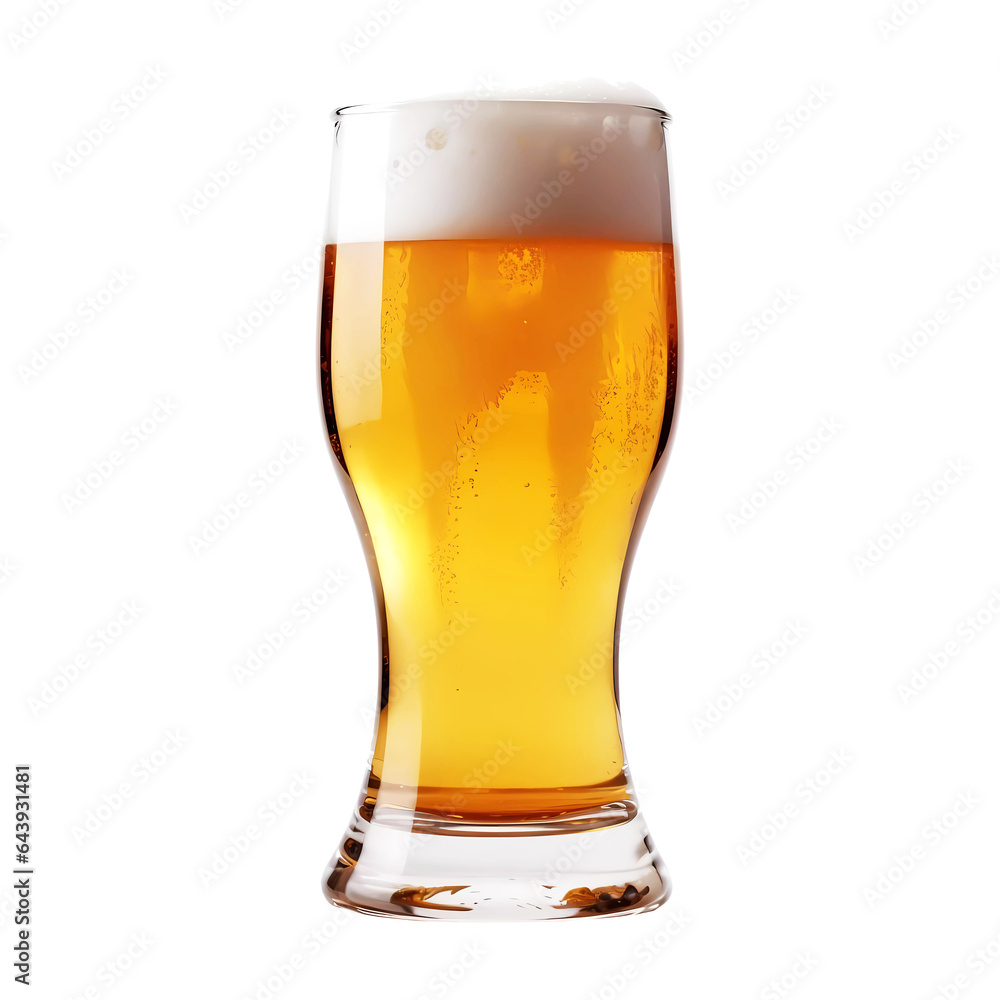 Glass of beer on transparent background. Generative ai design png concept.
