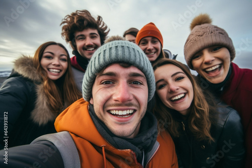 Friends smile friendship fun person group selfie together young happy lifestyle cheerful