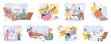 Game together. Family fun. Friendship time. Vector illustration. People playing games together discover new aspects of each others personalities Family game nights allow everyone to unwind and enjoy