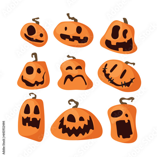 Set halloween pumpkins. Vector illustration.