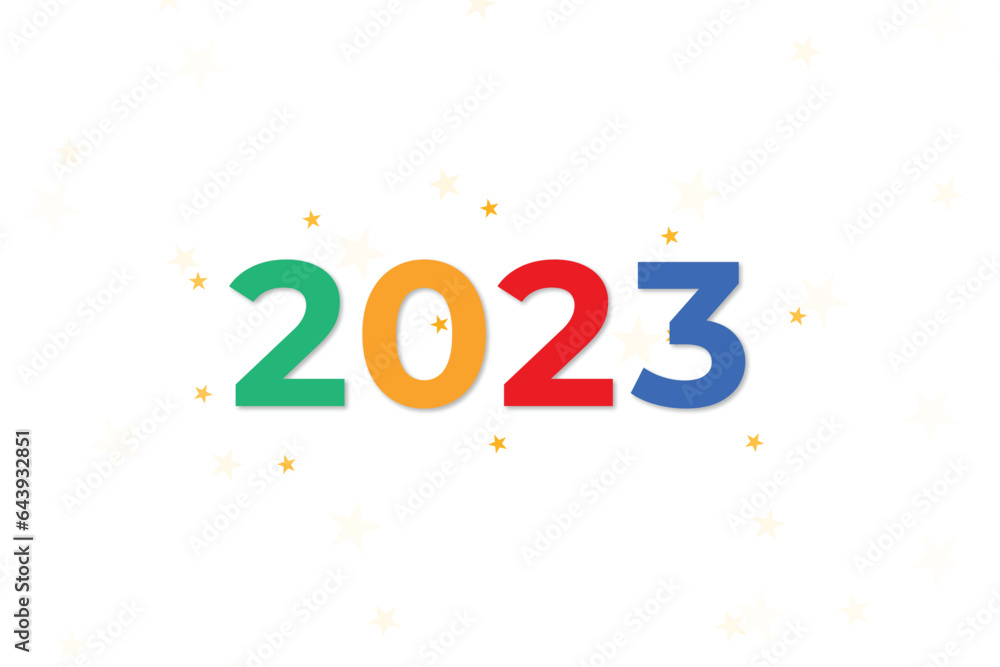 simple 2023 happy new year text design with stears simple 2023 happy new year text design with stears