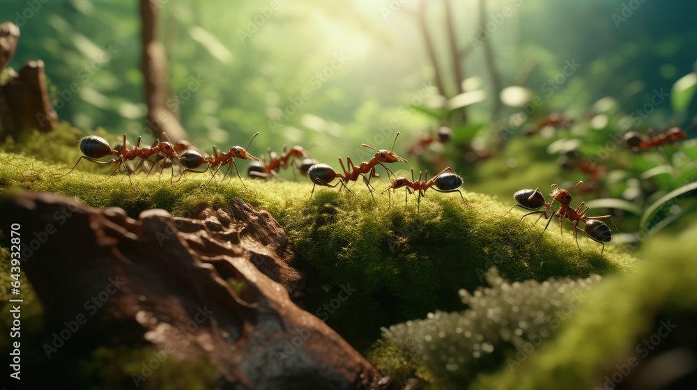 Ants teamwork. Group ants. AI generated Image Ants teamwork. Group ants. AI generated Image