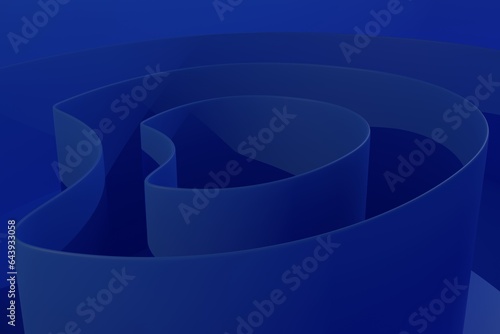 Blue abstract background in minimalist style, concept of flowing sheets of paper, background for advertising. 3D rendering