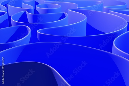 Blue abstract background in minimalist style, concept of matte sheets of paper, background for advertising. 3D rendering