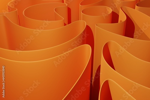 Orange abstract background in minimalist style, concept of matte plastic sheets, substrate for advertising. 3D rendering