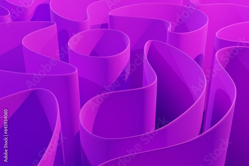 Pink abstract background in minimalist style concept of curved sheets of paper, background for advertising. 3D rendering