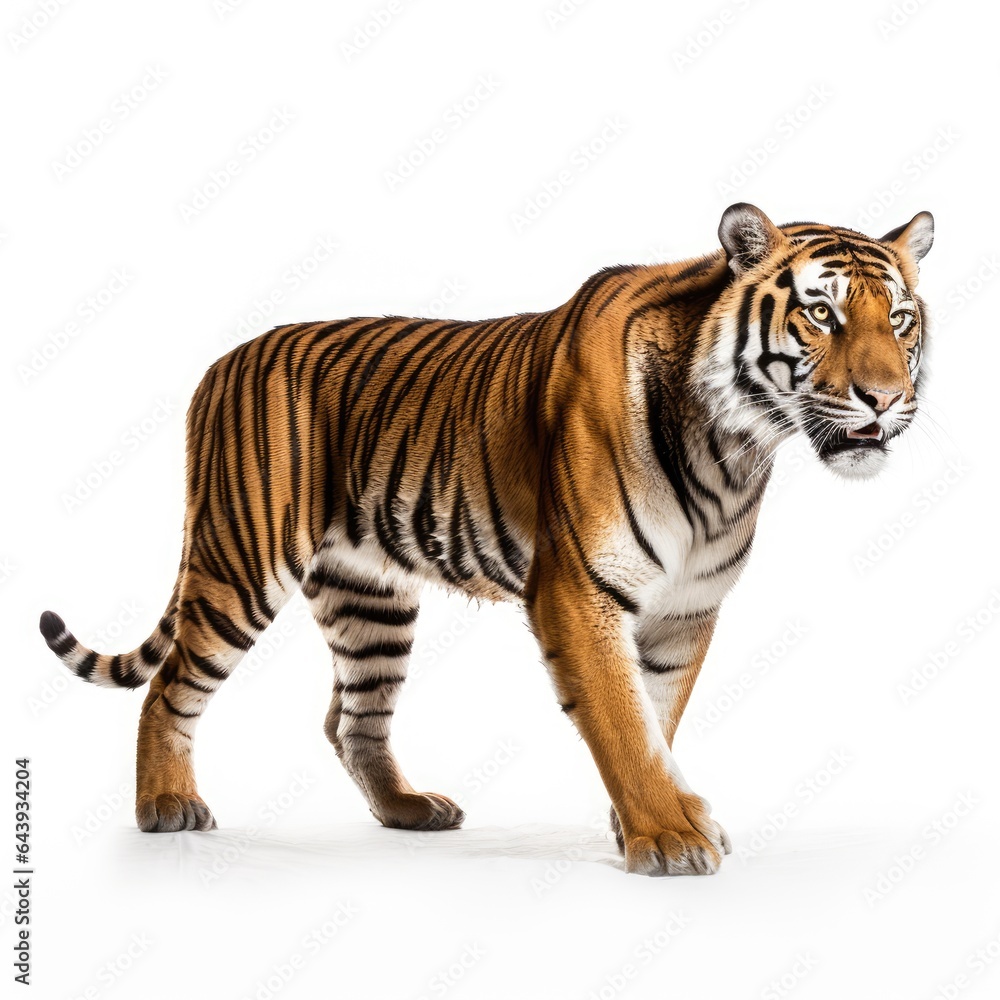 Fototapeta premium Siberian Tiger isolated on white background. AI generated Image