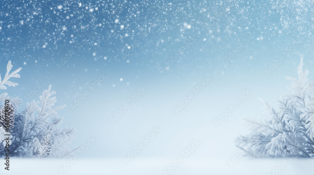 Fototapeta premium Christmas card. winter landscape with snow. Generative Ai