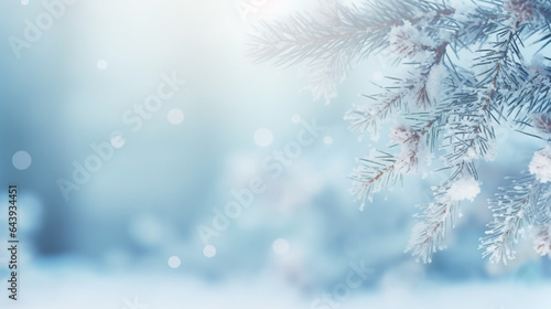 blue christmas background with fir branches. Generative Ai