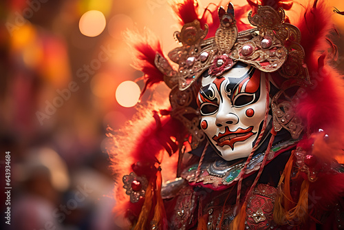 Chinese people, New Year's festival, wearing masks, gods, Chinese style,