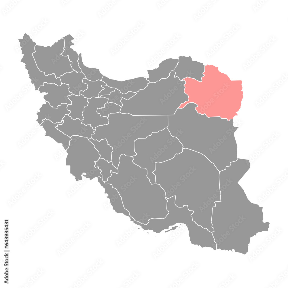 Razavi Khorasan province map, administrative division of Iran. Vector illustration. Razavi Khorasan province map, administrative division of Iran. Vector illustration.