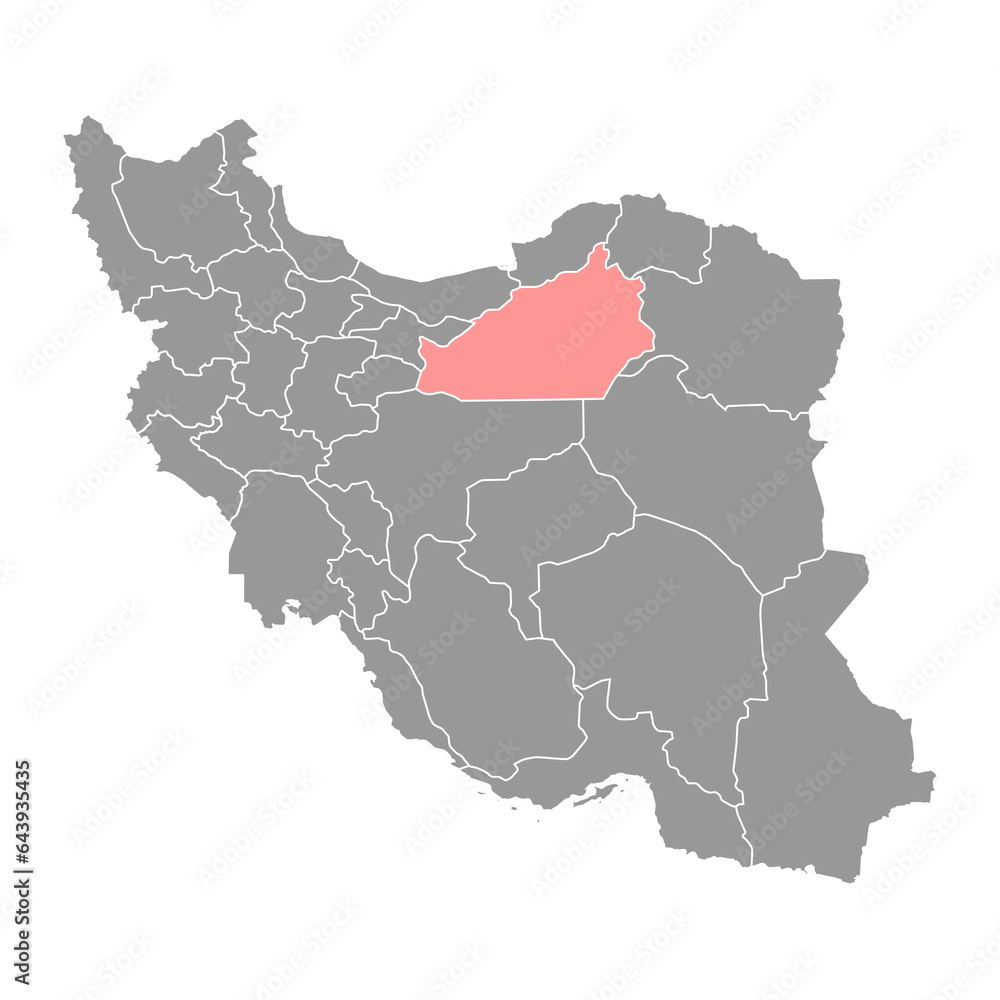 Semnan province map, administrative division of Iran. Vector illustration.
