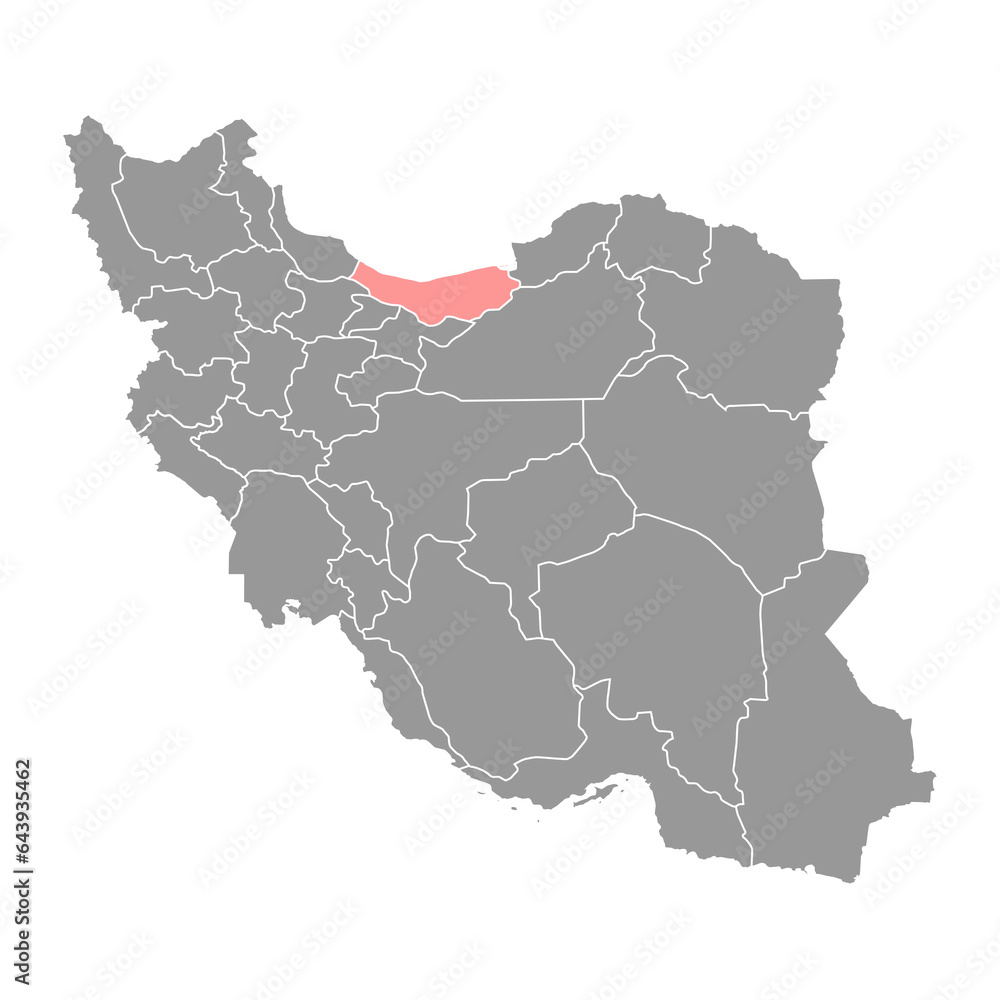 Mazandaran province map, administrative division of Iran. Vector illustration.