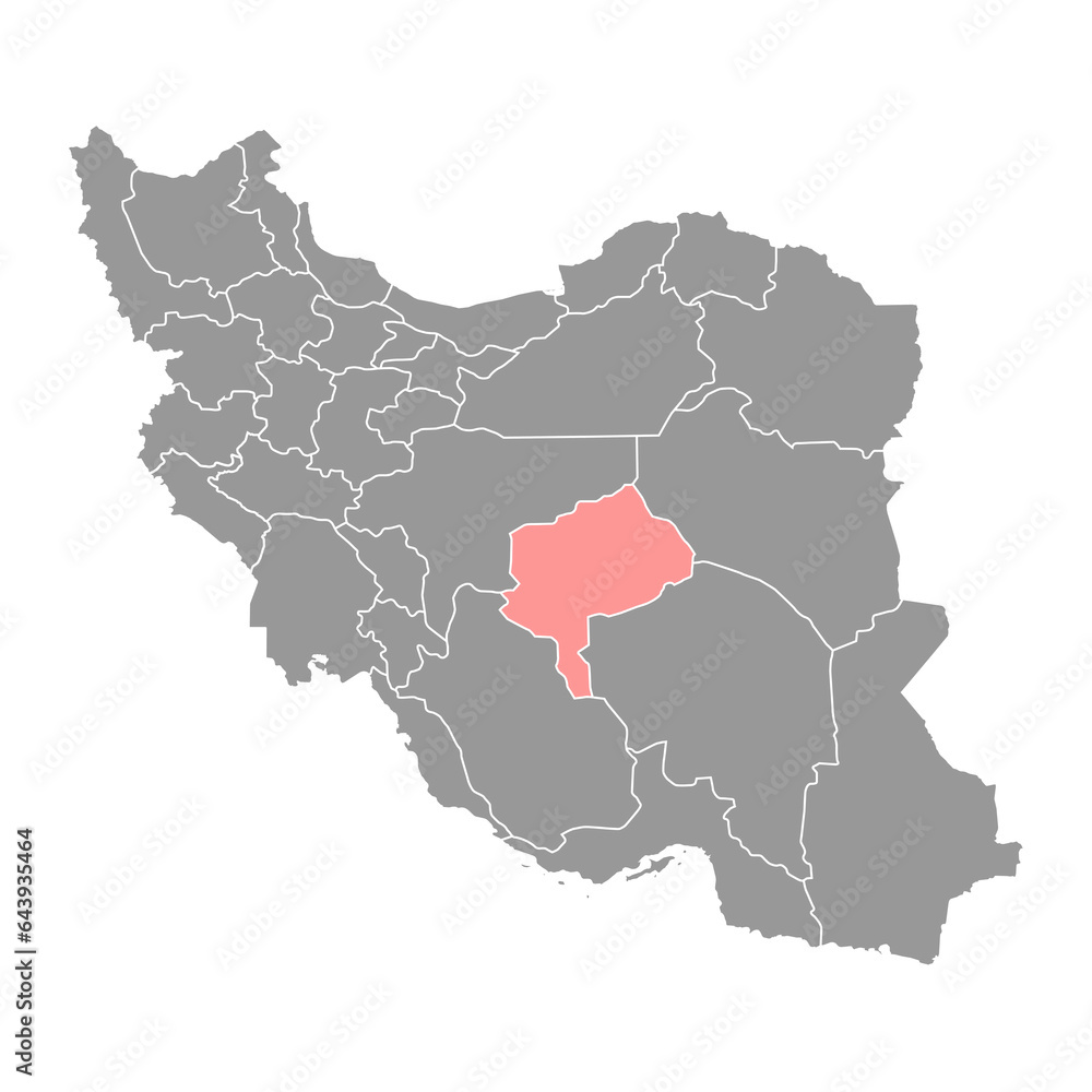 Yazd province map, administrative division of Iran. Vector illustration.