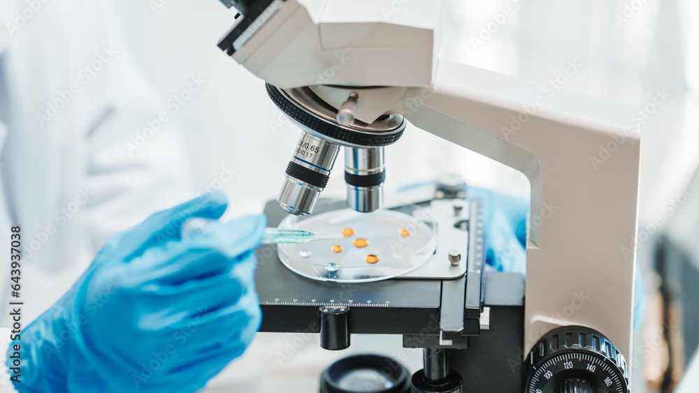 Close up scientist conducting precise virus lab test, scientific methodology, microbiologist conducting virus detection and testing in progress Close up scientist conducting precise virus lab test, scientific methodology, microbiologist conducting virus detection and testing in progress