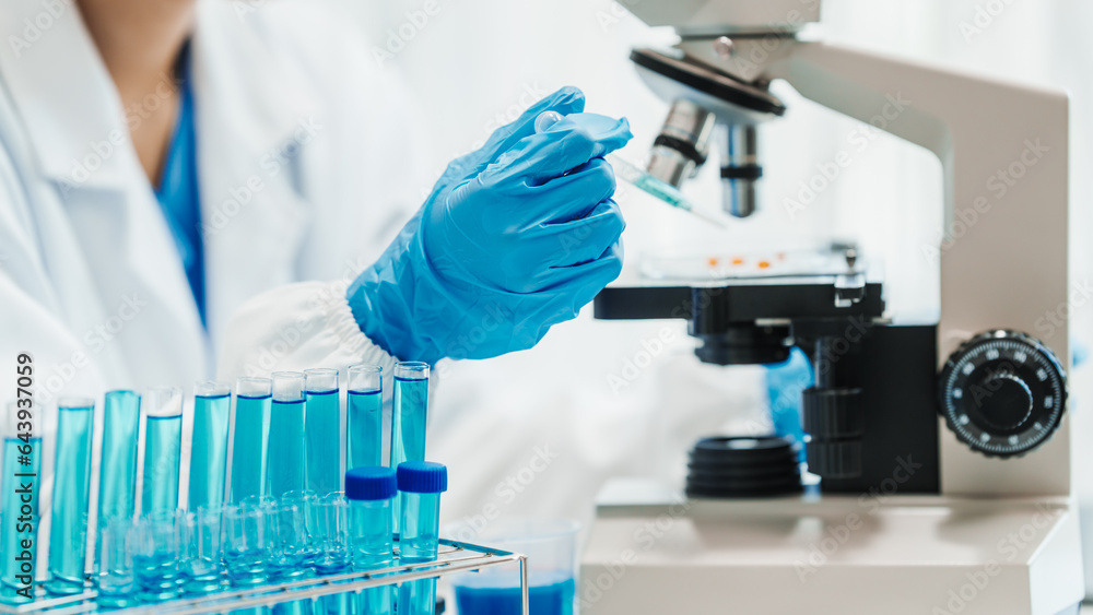 Close up scientist conducting precise virus lab test, scientific methodology, microbiologist conducting virus detection and testing in progress Close up scientist conducting precise virus lab test, scientific methodology, microbiologist conducting virus detection and testing in progress