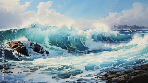 Wonderful watercolors of the ocean in a big storm