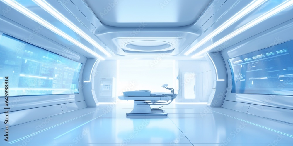 Obraz premium Modern interior futuristic clinic. White corridor