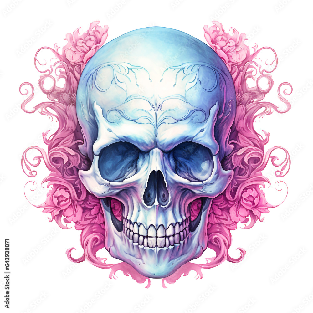 Fototapeta premium Watercolor pastel purple Halloween skull