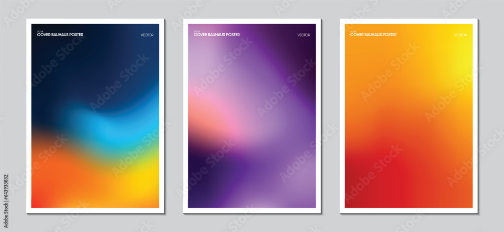 Posters set design with abstract blurred multicolor gradient background. Ideas for magazine covers, brochures and posters. Vector, Illustrator, EPS.
