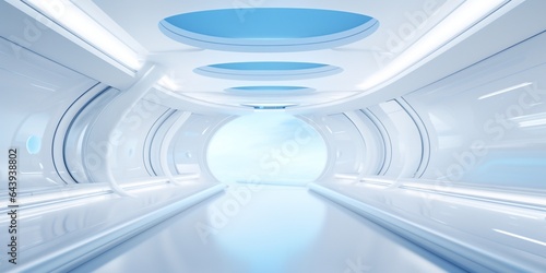 Spaceship corridor concept. Fantastic future interior