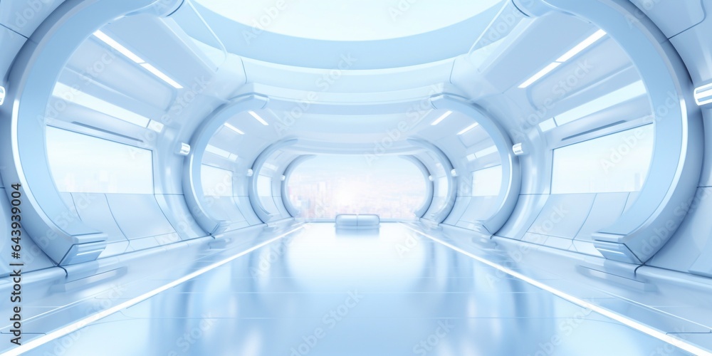 Modern interior futuristic clinic. White corridor Modern interior futuristic clinic. White corridor