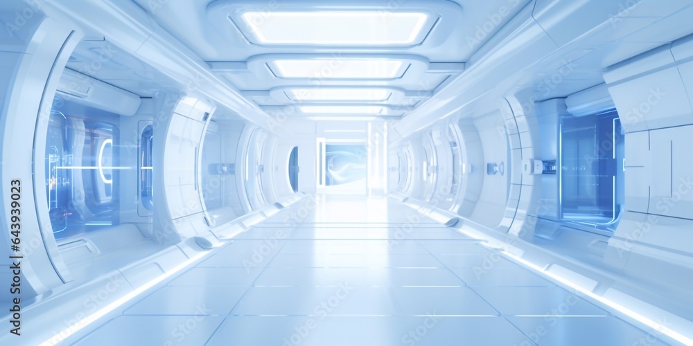 Obraz premium Modern interior futuristic clinic. White corridor
