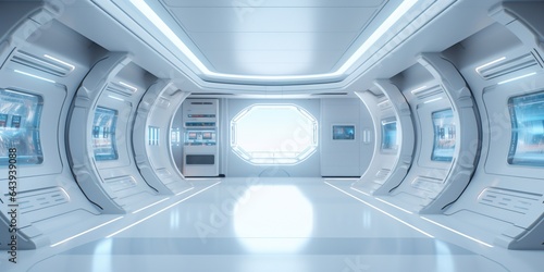 futuristic interior white sci fi