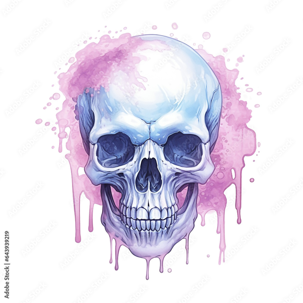 Fototapeta premium Watercolor pastel purple Halloween skull