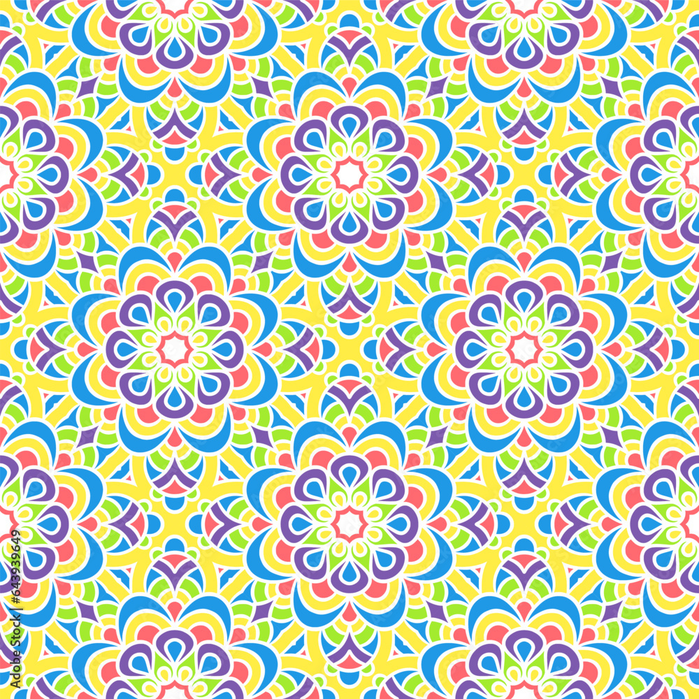Ethnic Floral Seamless Pattern With Mandalas Ethnic Floral Seamless Pattern With Mandalas