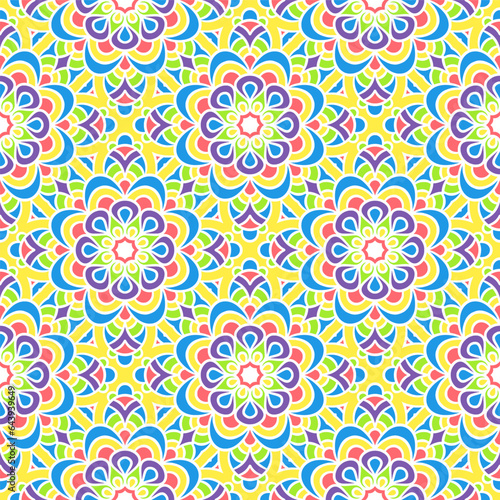 Ethnic Floral Seamless Pattern With Mandalas
