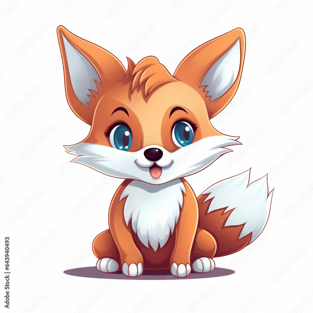 Ai generative illustration of a baby fox against white background. Ai generative illustration of a baby fox against white background.