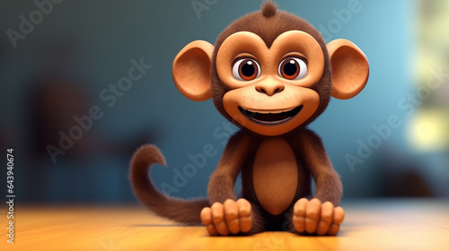 3d little monkey character generative AI