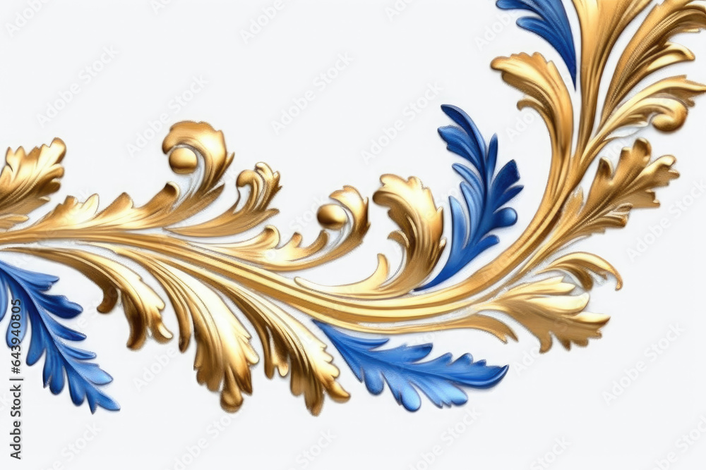A Blue flowers and a gold flower, Generative AI A Blue flowers and a gold flower, Generative AI