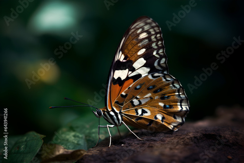 Close up of an orange monarch butterfly resting on a stick. © Nadezda Ledyaeva
