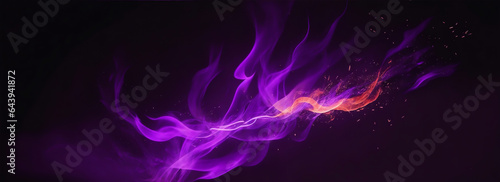 Speed motion concept with purple fire ember sparks on a dark background from Generative AI