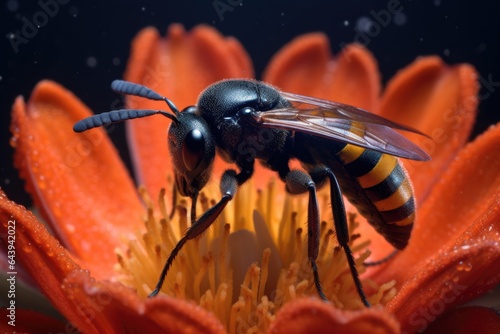 tarantula hawk wasp on a cactus flower photo