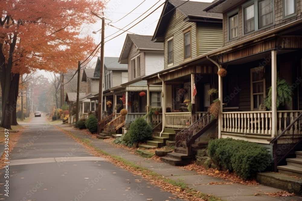 row of houses with multiple deliveries on front porches