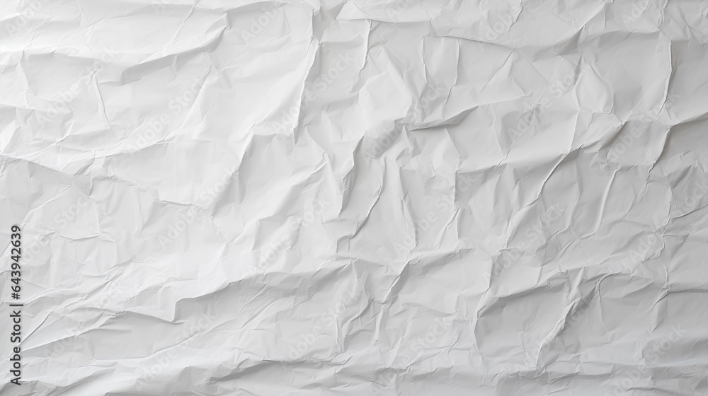Fototapeta premium White blank crumpled and creased paper background texture. High quality photo