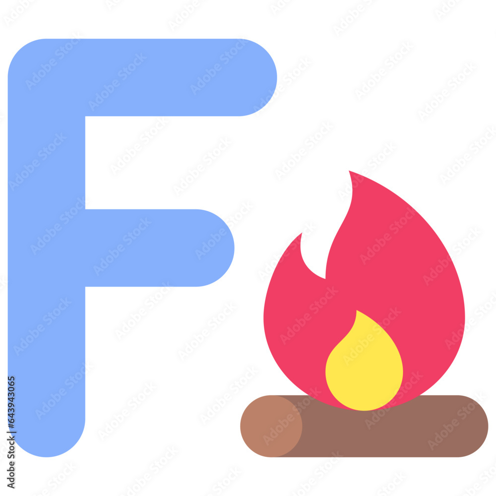 Letter F alphabet with fire vector icon Letter F alphabet with fire vector icon