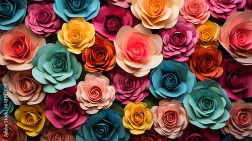 Tło kolorowe papierowe róże
