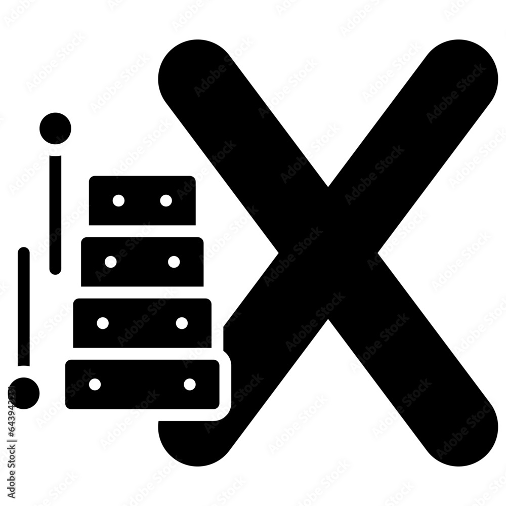 Letter X alphabet with xylophone vector icon Letter X alphabet with xylophone vector icon