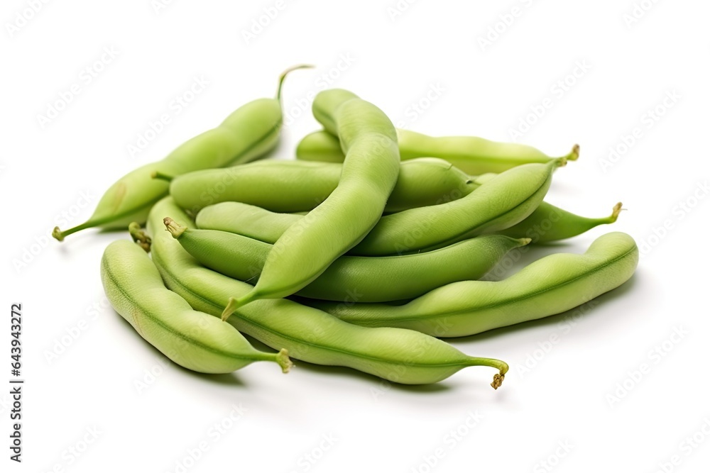 Green beans photo realistic illustration - Generative AI. Green beans photo realistic illustration - Generative AI.