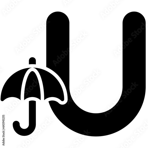 Letter U alphabet with umbrella vector icon photo